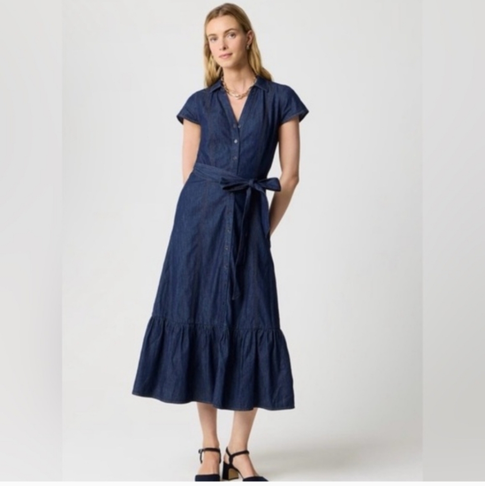 J Crew Factory Chambray tie-waist shirt-dress CM611 Size 2 NWT